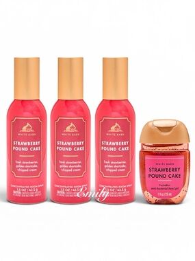 3X Bath & Body Works STRAWBERRY POUND CAKE Concentrated Room Spray Bundle